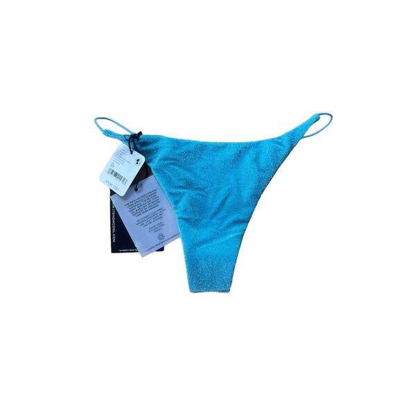Its Now Cool String Bikini Bottoms in Turquoise Lurex Blue Shimmery Size XS - Picture 8 of 10